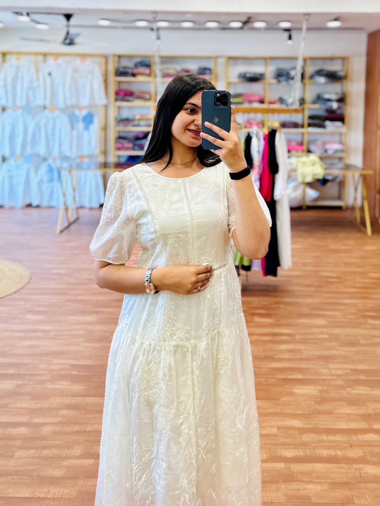 Ivory Fully embroidery western dress