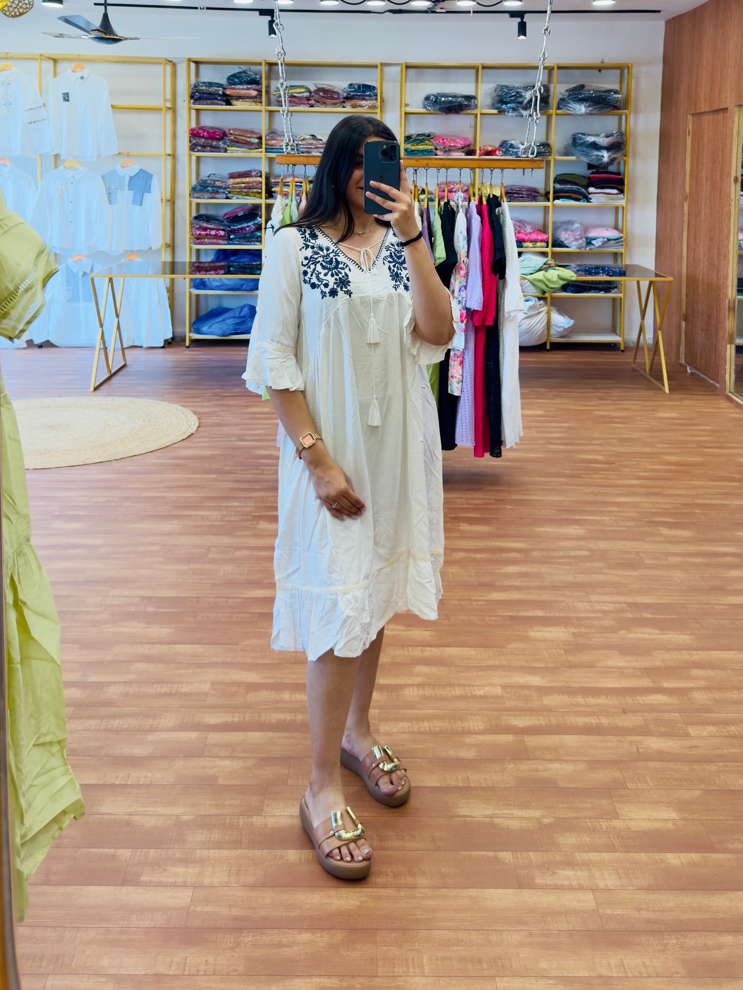 COTTON EMBROIDERY BOHO DRESS