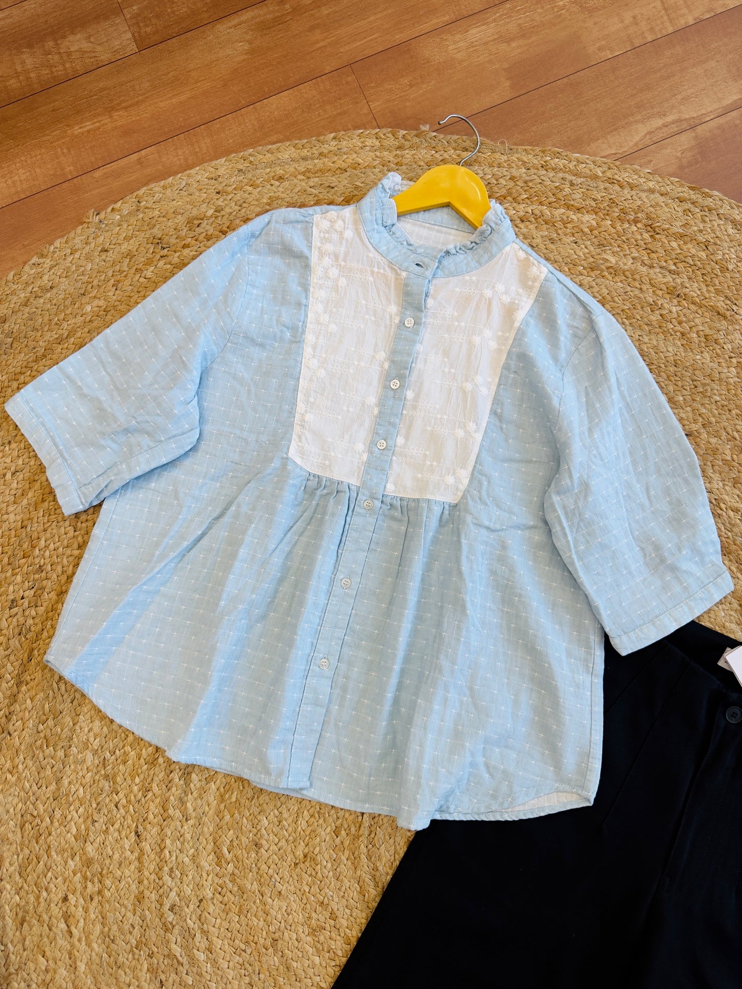 Mul Cotton Sky Blue Top With Our Best Selling Archery Straight Pant