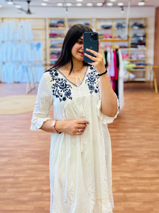 COTTON EMBROIDERY BOHO DRESS