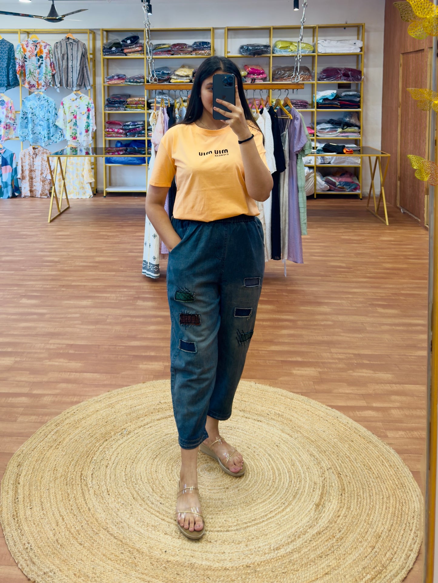 CASUAL MIU MIU TSHIRT WITH FUNCKY 3/4th DENIM PAIR