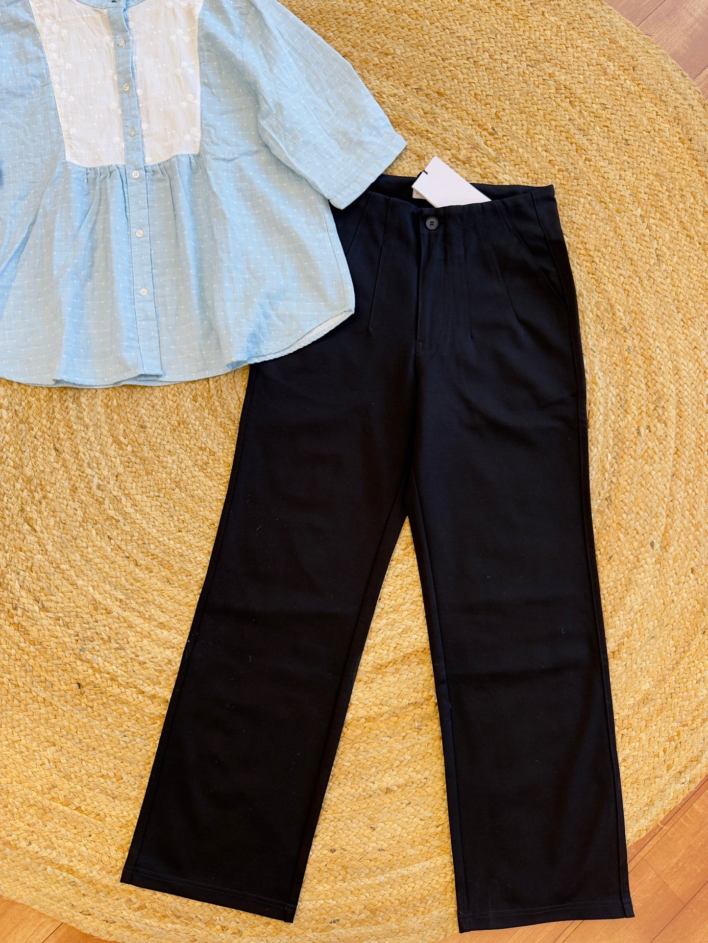 Mul Cotton Sky Blue Top With Our Best Selling Archery Straight Pant
