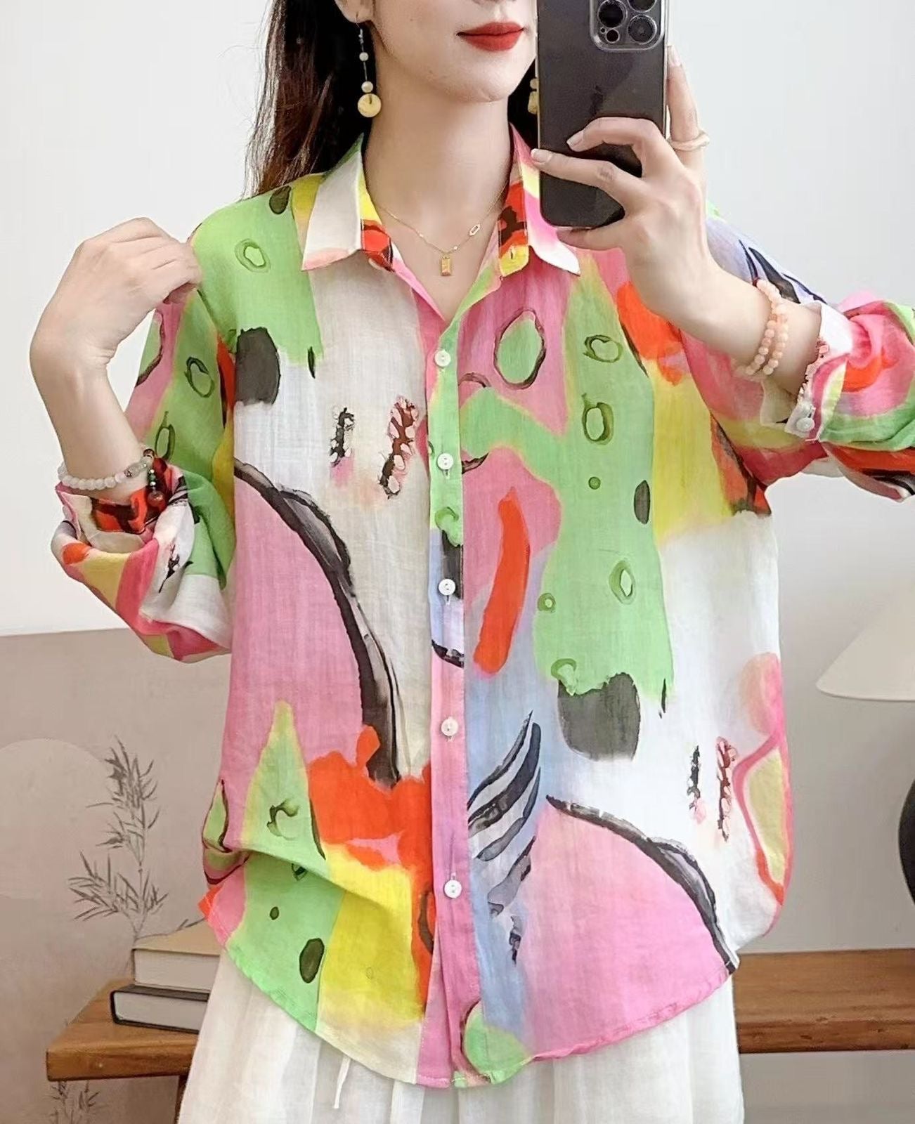 PURE LINEN PRINTED SHIRT