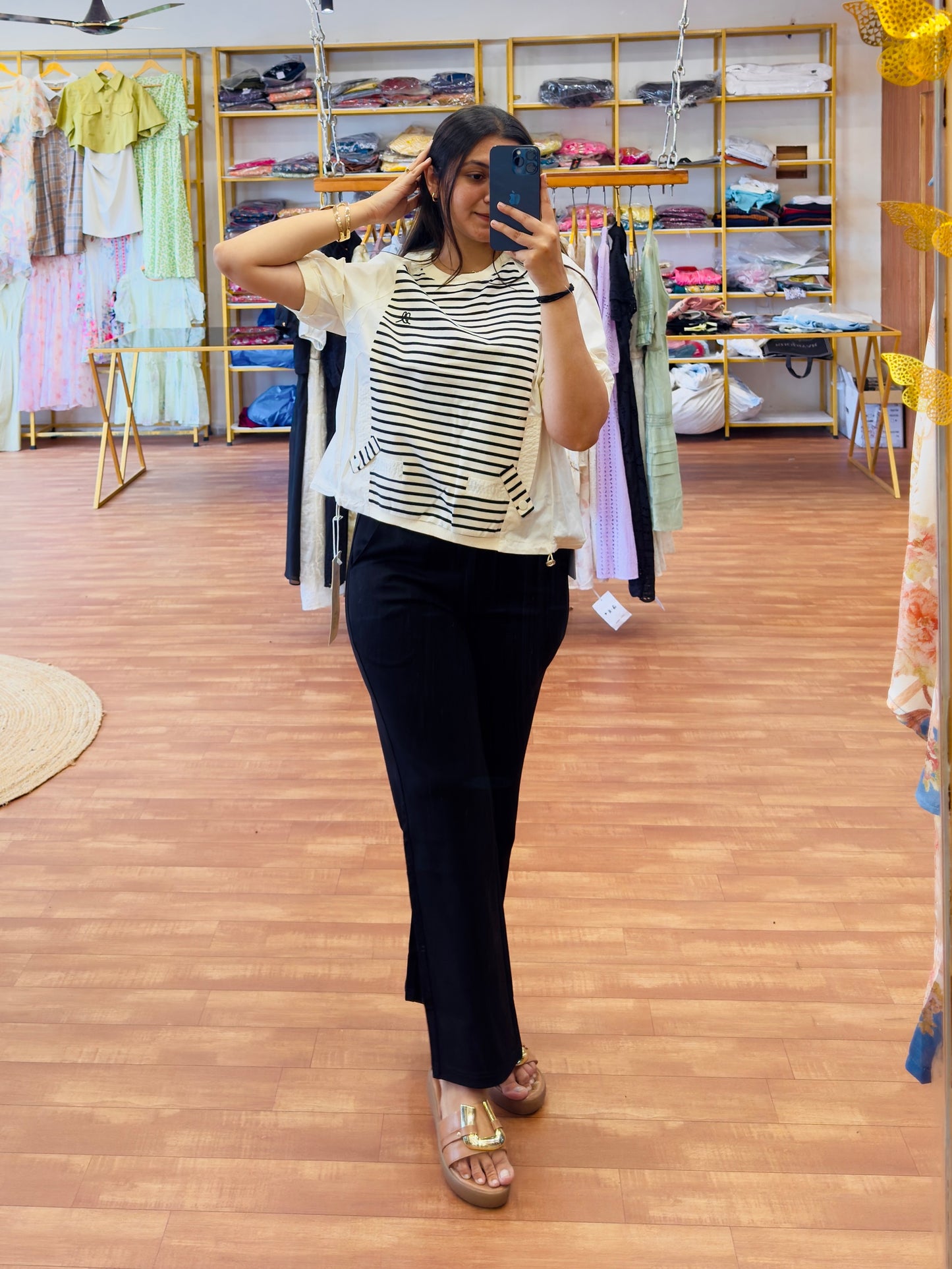 STRIPS COTTON TSHIRT WITH STRAIGHT PANT PAIR
