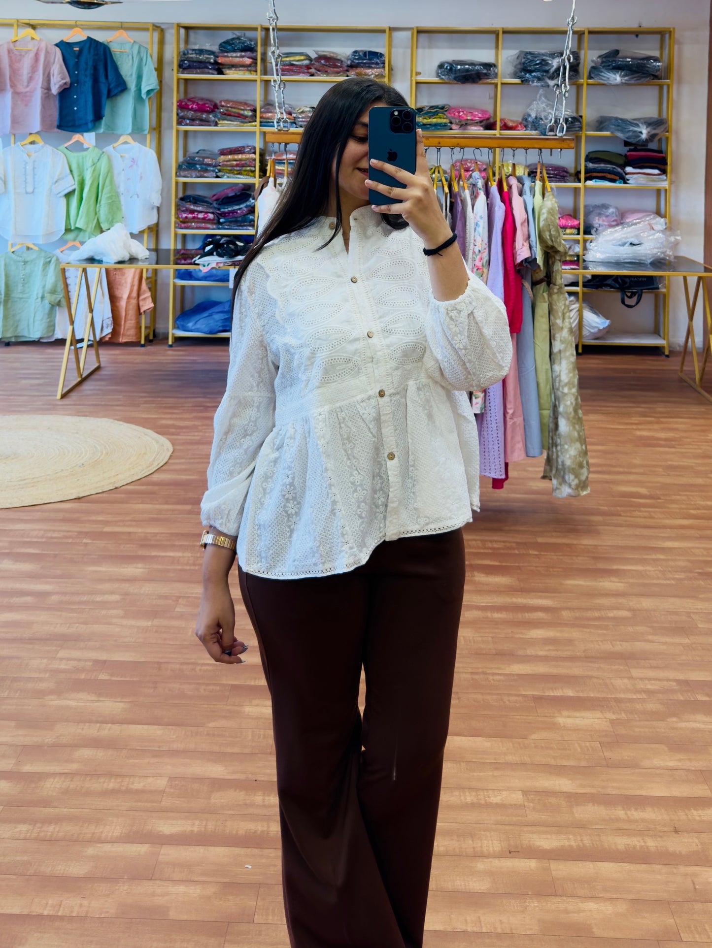 CHICKEN WORK TOP WITH BROWN BELL BOTTOM PANT