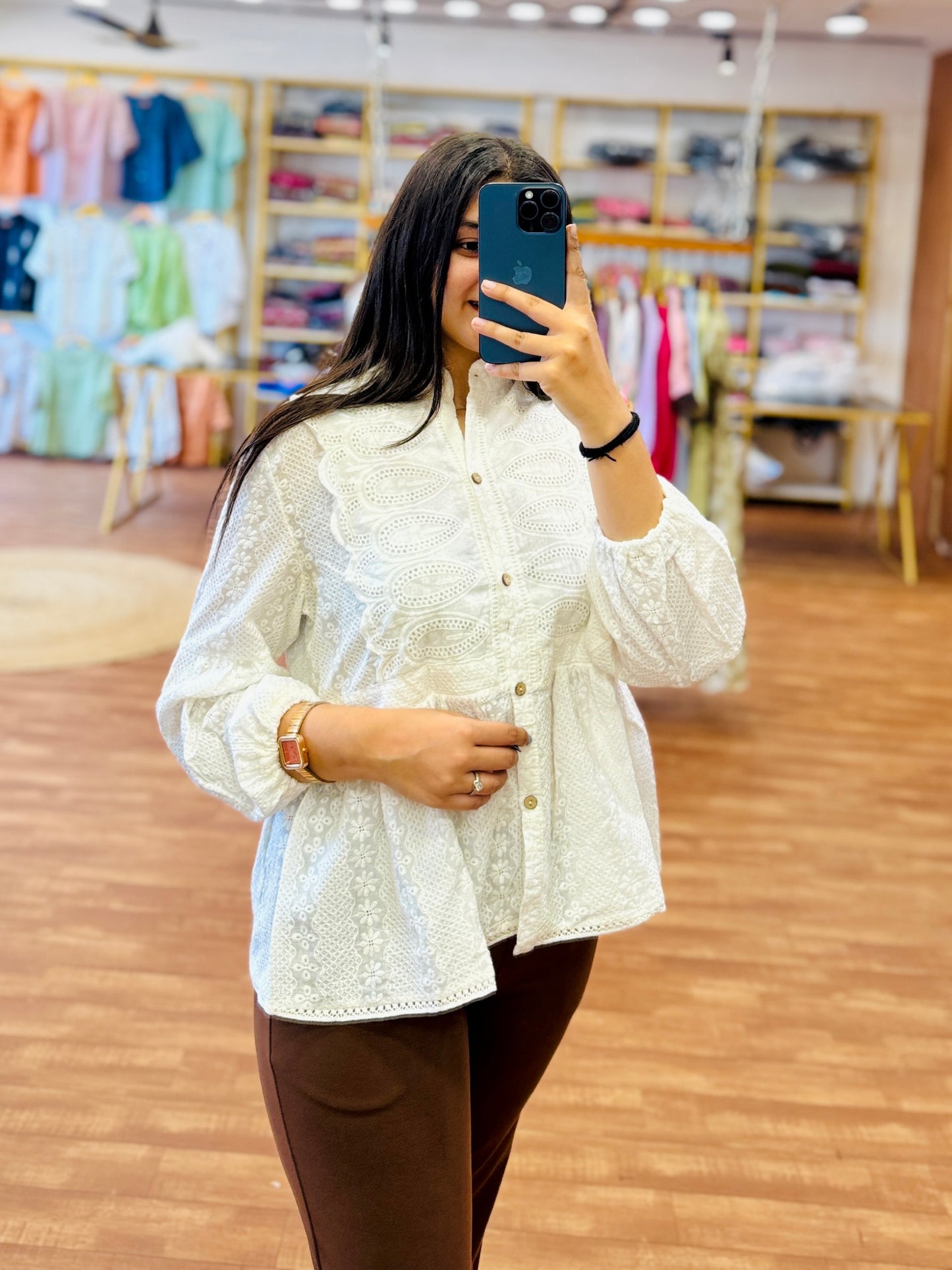 CHICKEN WORK TOP WITH BROWN BELL BOTTOM PANT