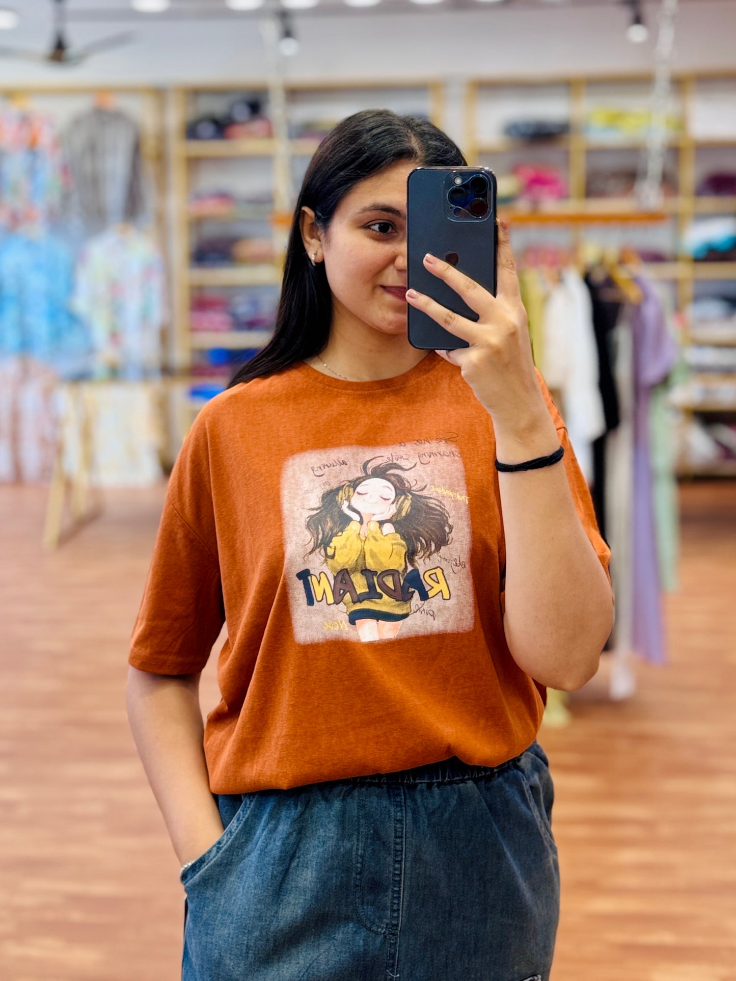 ORANGE TSHIRT WITH FUNKY DENIM PANT PAIR