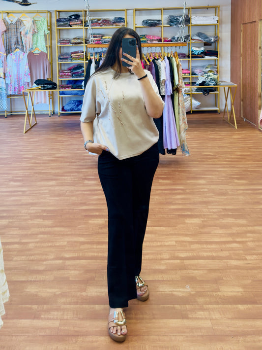 Pearl Tshirt With Archery Black Pant