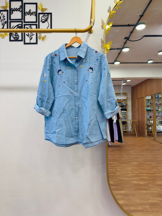 DENIM EMBROIDERY SHIRT