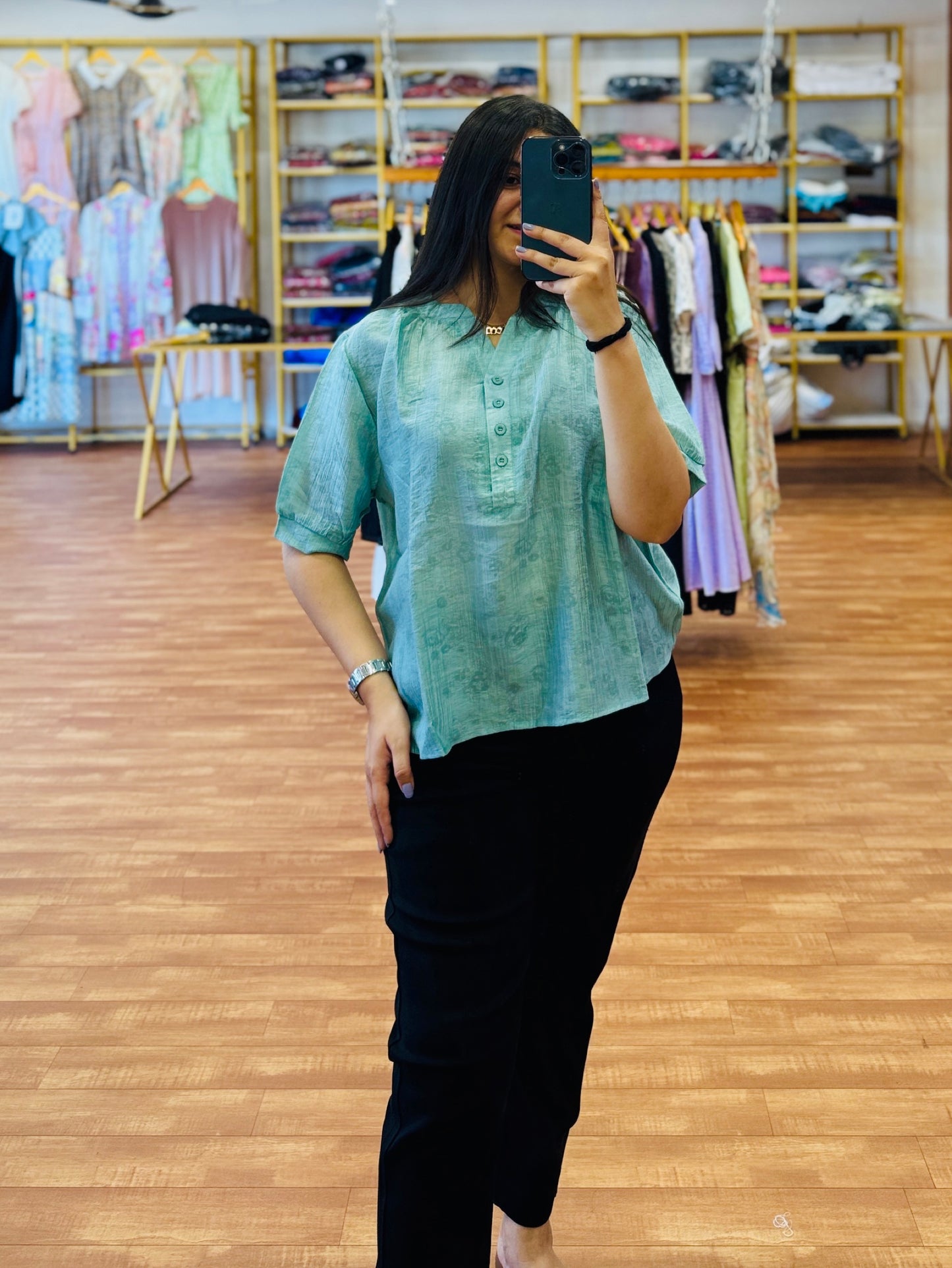Print casual Top With Dblues Black Denim Pant