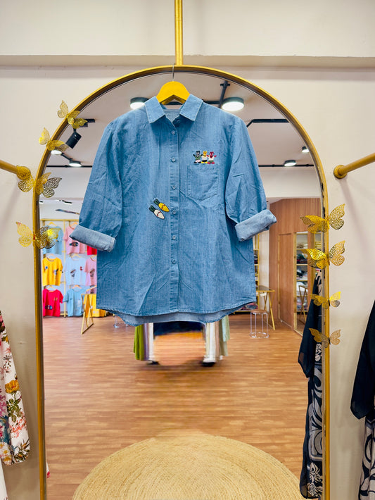 SOFT DENIM IMPORTED EMBROIDERY SHIRTS