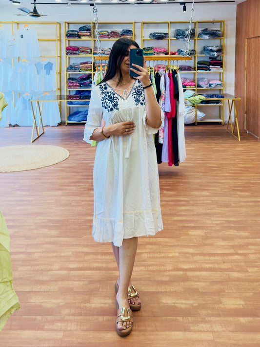 COTTON EMBROIDERY BOHO DRESS