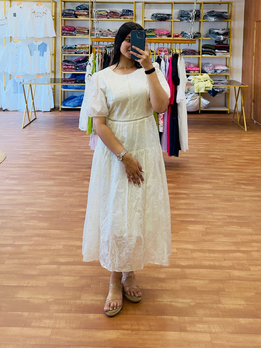Ivory Fully embroidery western dress