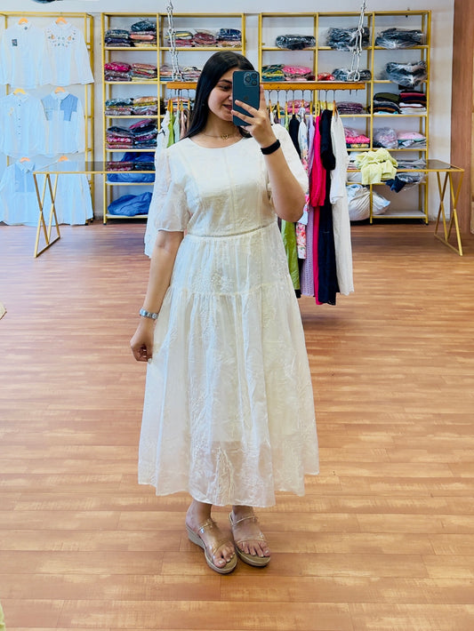 Ivory Fully embroidery western dress