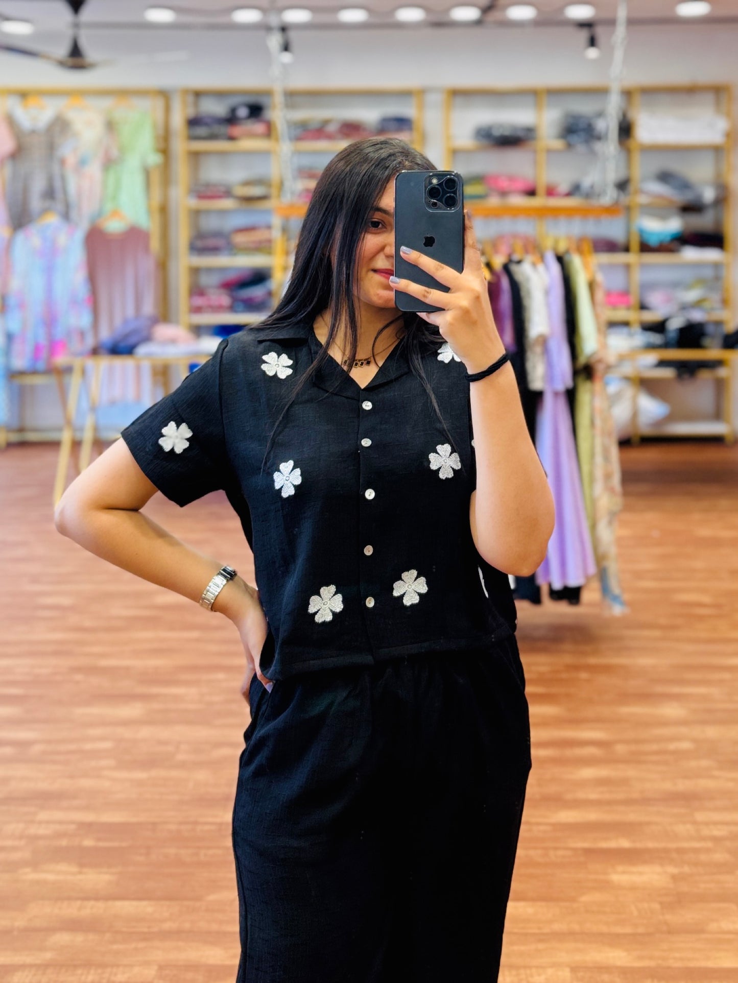 Black Embroidery Coord set