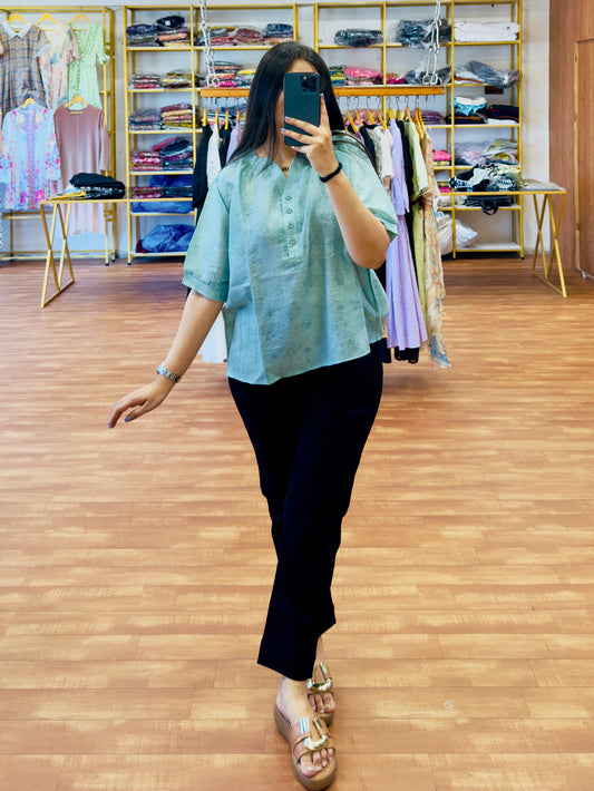 Print casual Top With Dblues Black Denim Pant