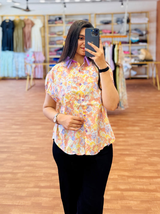 Printed Shirt With Straight Denim Pant