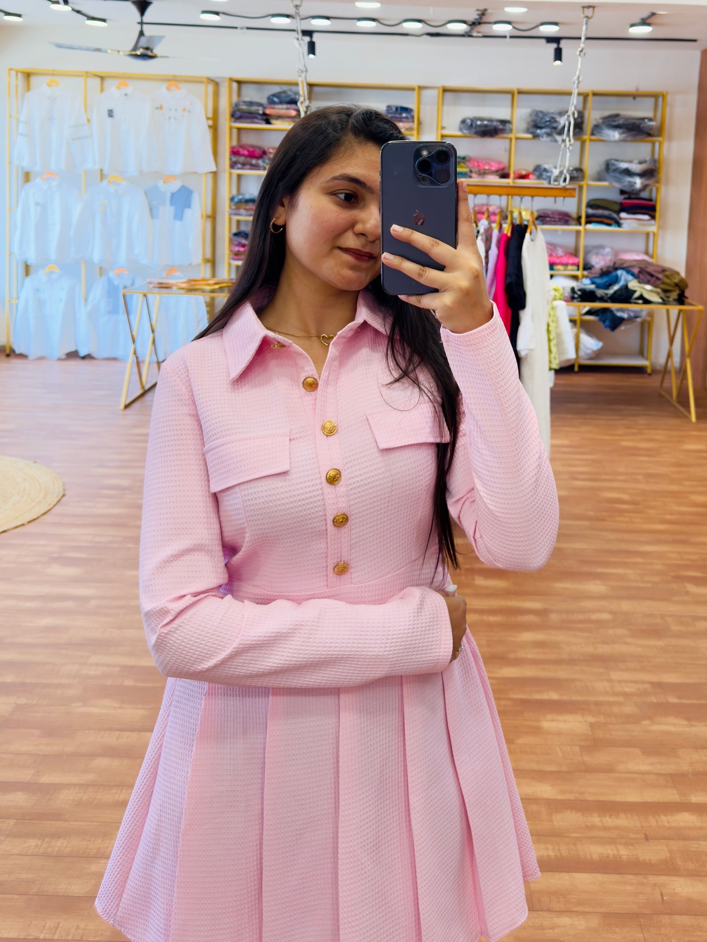 BABY PINK SHORT WESTERN DRESS