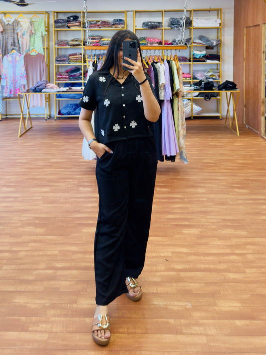 Black Embroidery Coord set