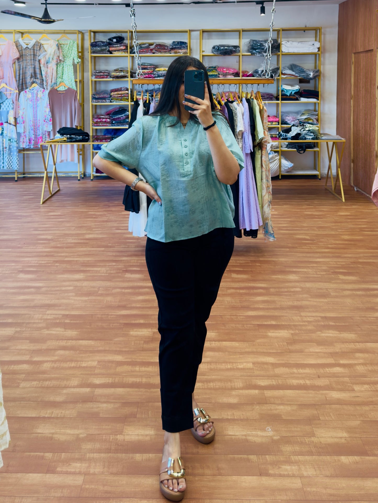 Print casual Top With Dblues Black Denim Pant