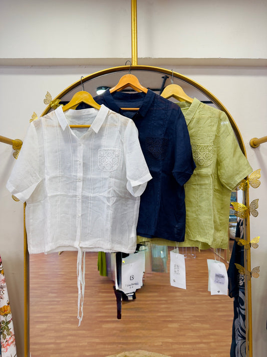 LINEN POCKET PATTERN TOP