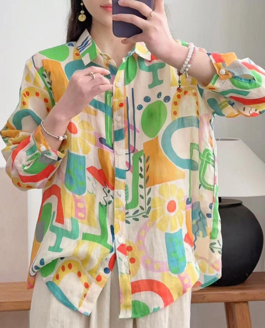 PURE LINEN PRINTED SHIRT