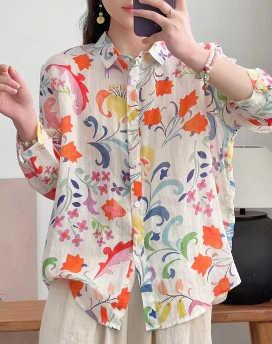 PURE LINEN PRINTED SHIRT