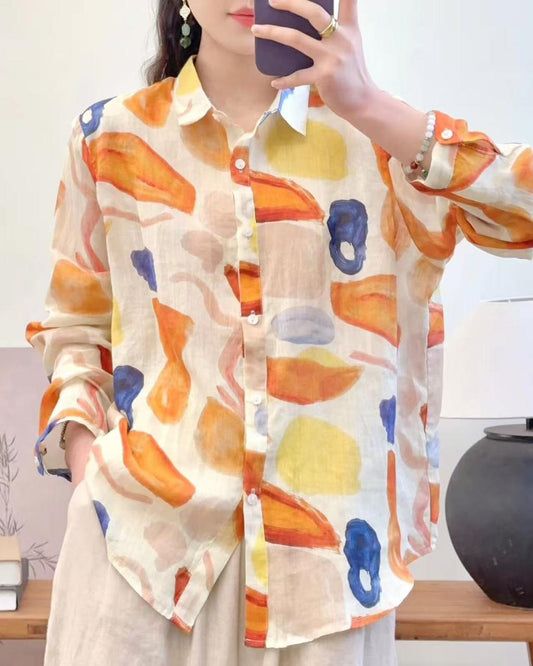 PURE LINEN PRINTED SHIRT