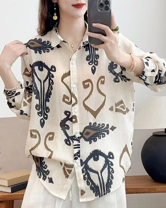 PURE LINEN PRINTED SHIRT