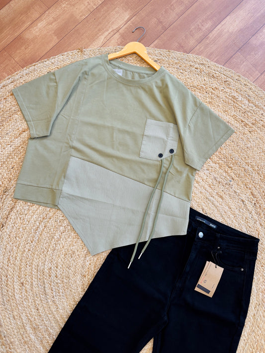 GREEN TSHIRT WITH BLACK PANT SET