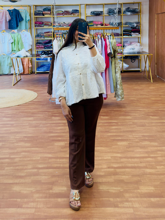 CHICKEN WORK TOP WITH BROWN BELL BOTTOM PANT
