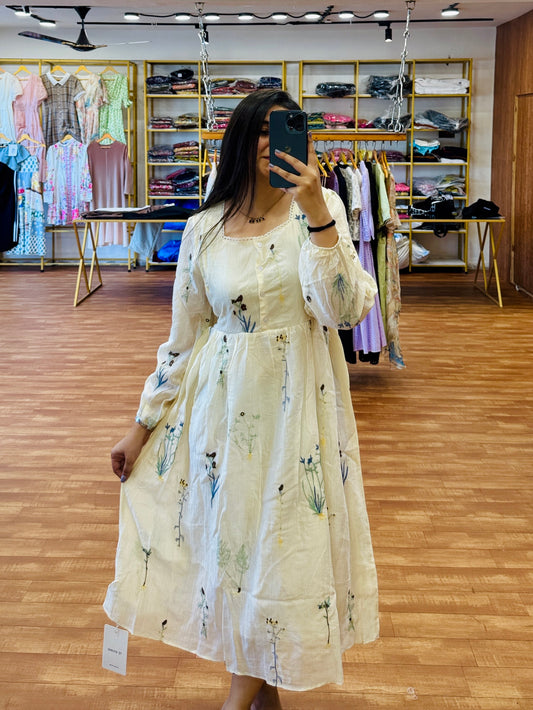 EMBROIDERY LONG ONE PC DRESS